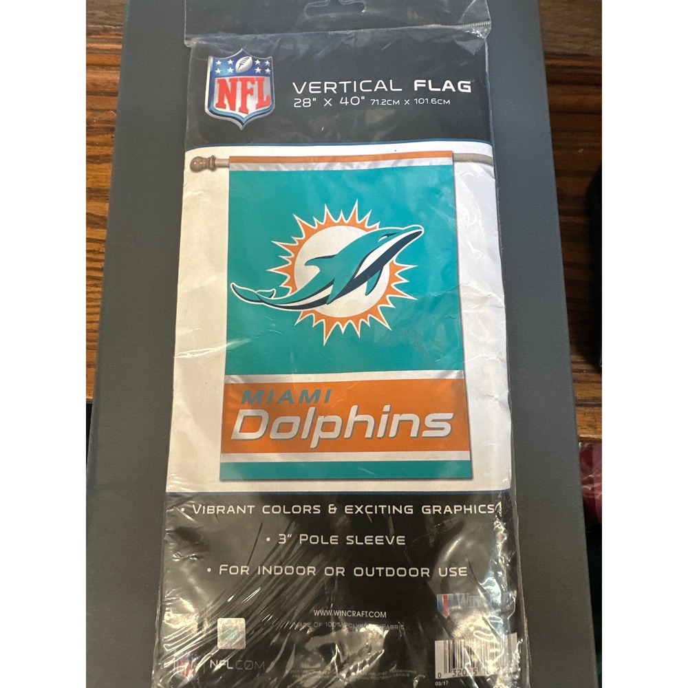 Miami Dolphins NFL Vertical Flag 28x40 WinCraft Outdoor Indoor Banner New